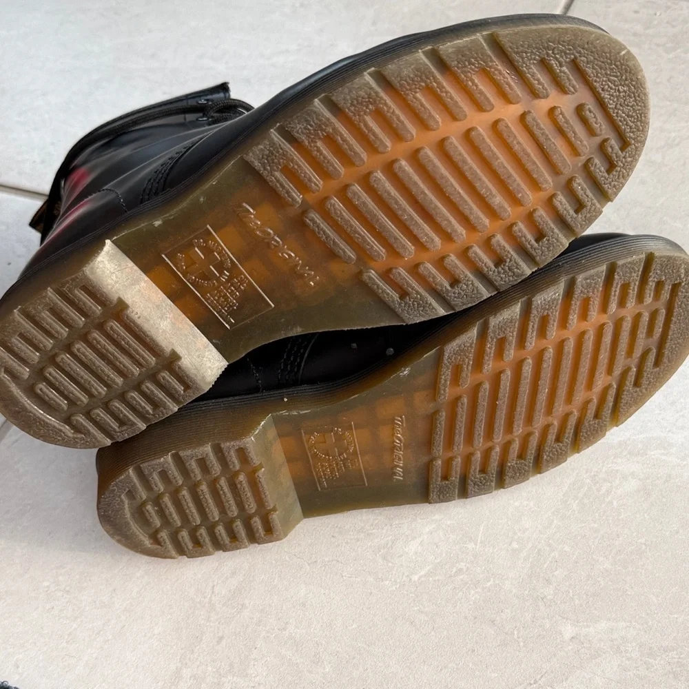 Dr. Martens Black Leather Boots with Brown Soles - Picture 2 of 5